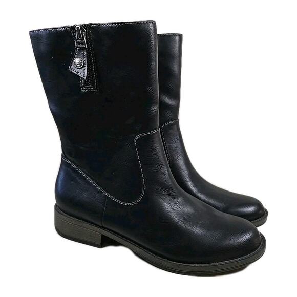 Dr Scholls Womens Size 6.5 Inertia Moto Boot Black Mid-Calf Memory Foam Comfort - Picture 2 of 9